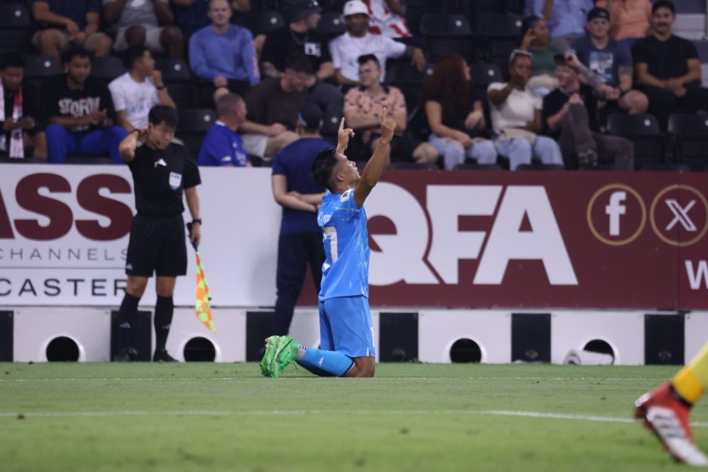 Chhangte after scoring against Qatar