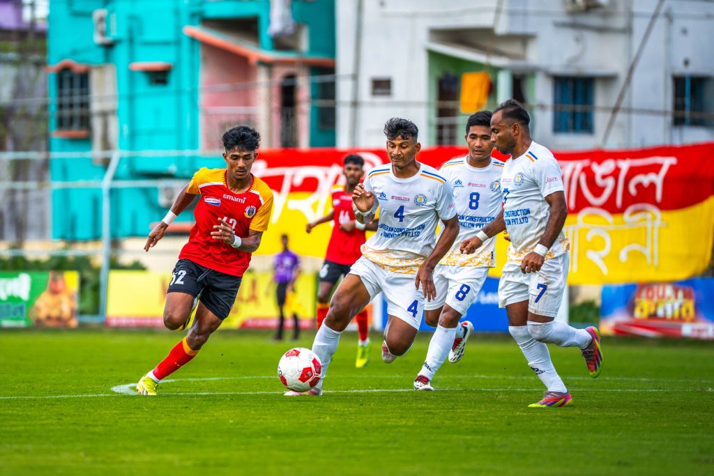 Aman CK of East Bengal FC against Calcutta Customs in CFL 2024
