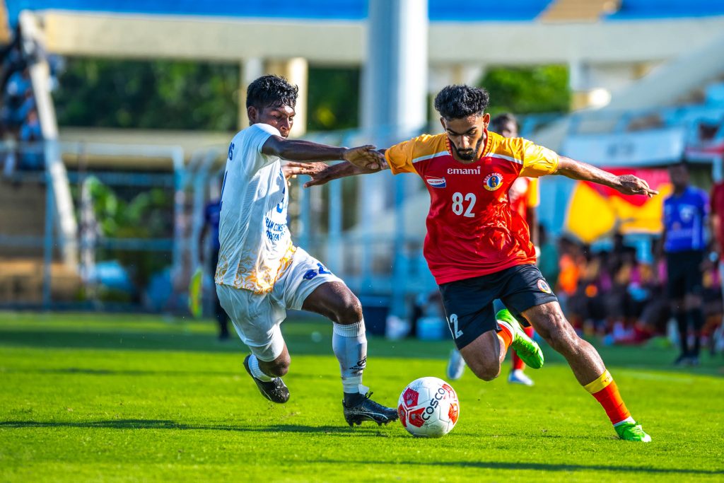 PV Vishnu of East Bengal FC against Calcutta Customs in CFL 2024
