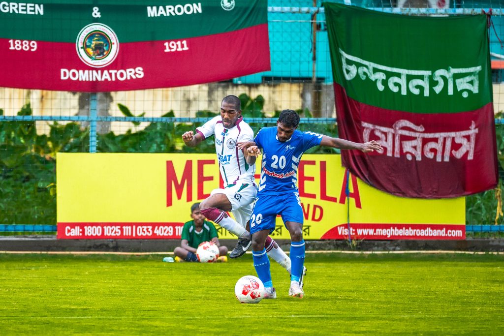 Raj Basfore of Mohun Bagan Super Giant against Peerless SC in CFL 2024