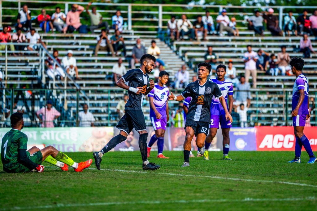 Mahitosh Roy of Mohammedan SC scored goal against United SC in CFL 2024