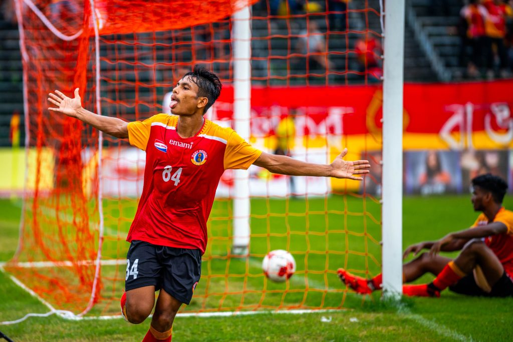 Sayan Banerjee's celebration after scoring goal
