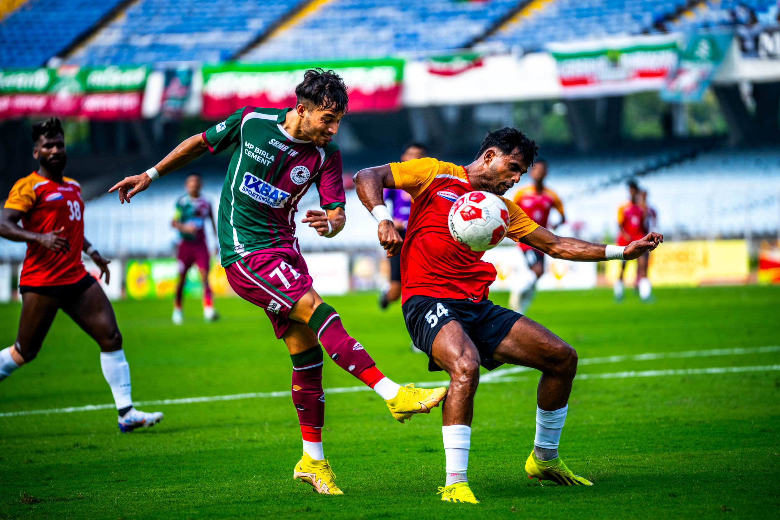 Suhail Bhat of Mohun Bagan SG taking shot against East Bengal FC in CFL 2024