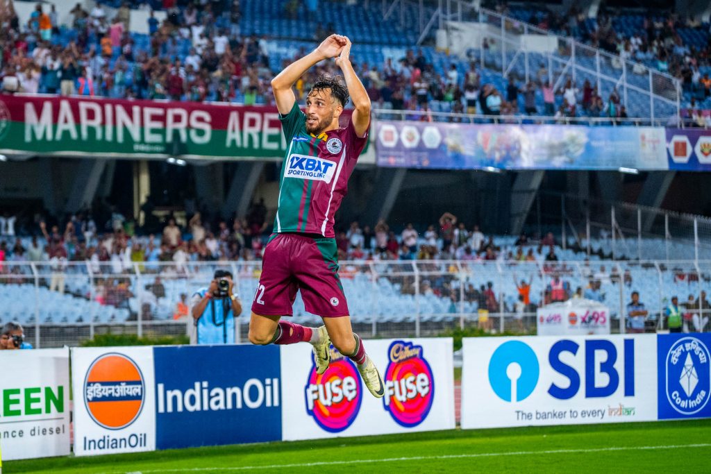 Suhail Bhat celebrating after scoring goal against Downtown Heroes in Durand Cup 2024