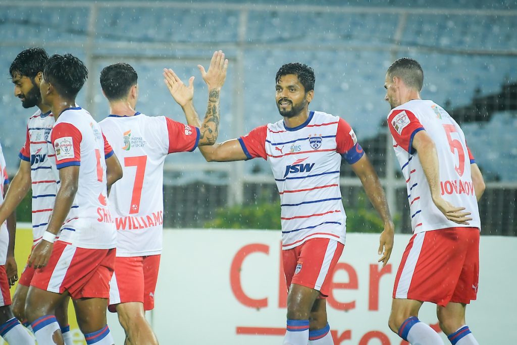 Rahul Beke of Bengaluru FC after scoring against Indian Navy FT in Durand Cup 2024