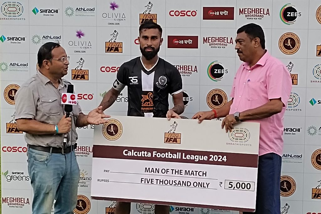 Tanmoy Ghosh of Mohammedan SC awarded Man of the Match against Patha Chakra in CFL 2024