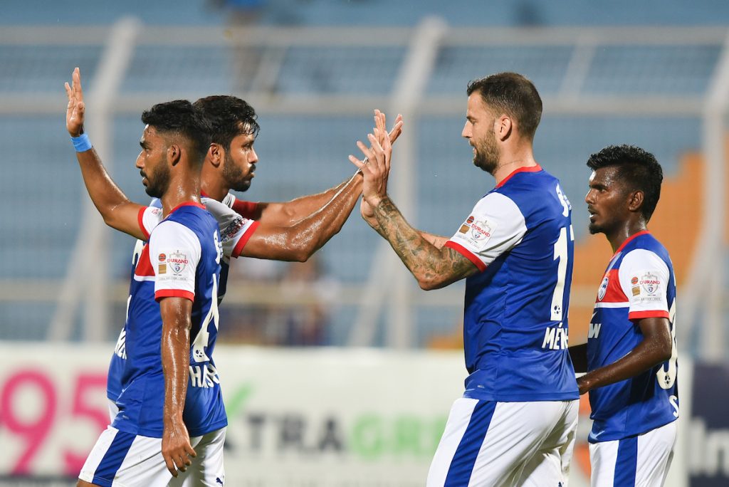 Bengaluru FC after scoring against Inter Kashi in Durand Cup 2024
