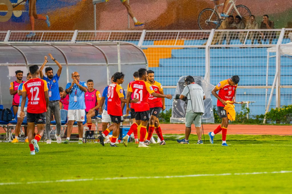 Jesin TK after scoring against Downtown Heroes in DUrand Cup 2024