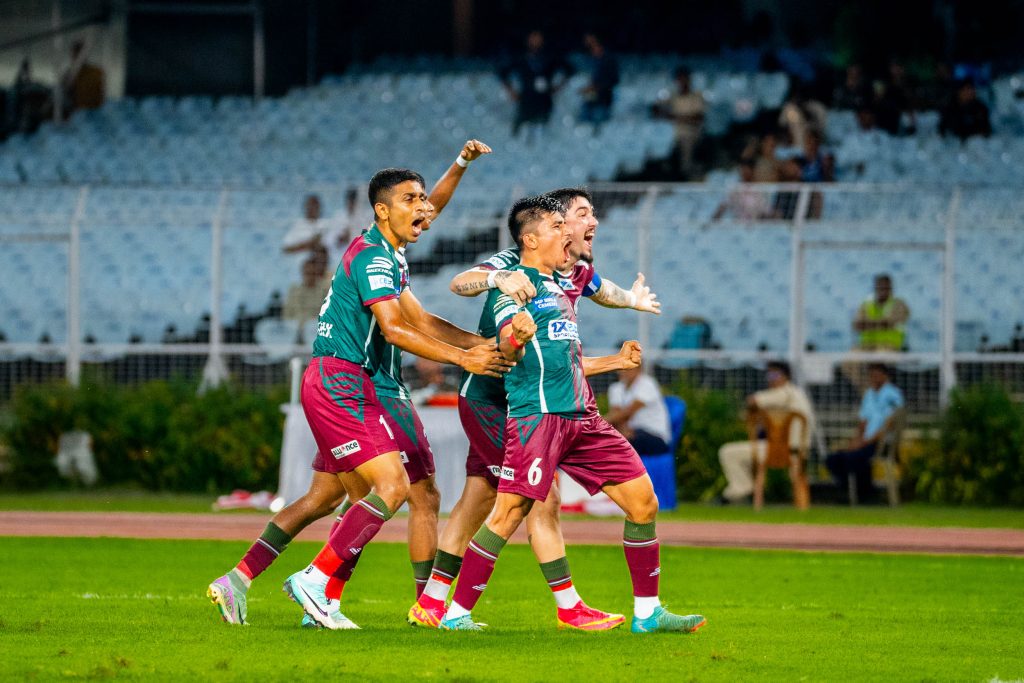 Thapa celebrating after scoring the equalizer goal against Bengaluru FC in Durand Cup 2024