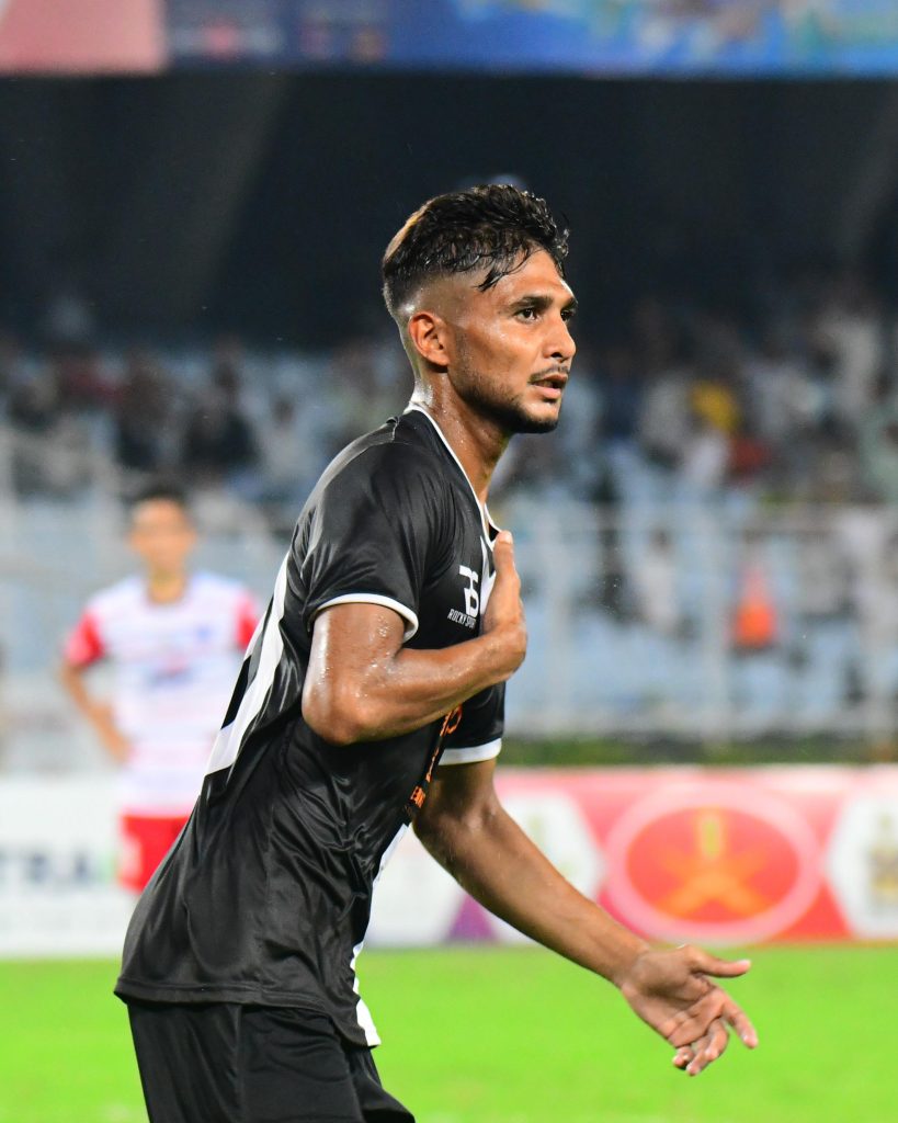 Israfil Dewan of Mohammedan after scoring against Bengaluru FC in Durand Cup 2024