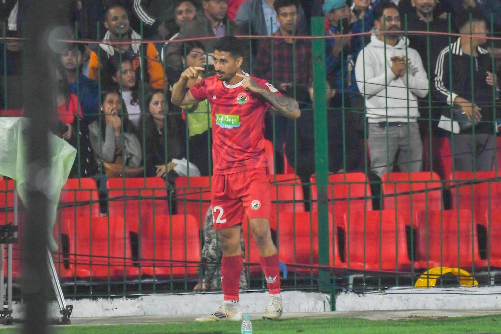 Marcos Rudwere of Shillong Lajong FC after scoring against East Bengal FC in Durand Cup 2024