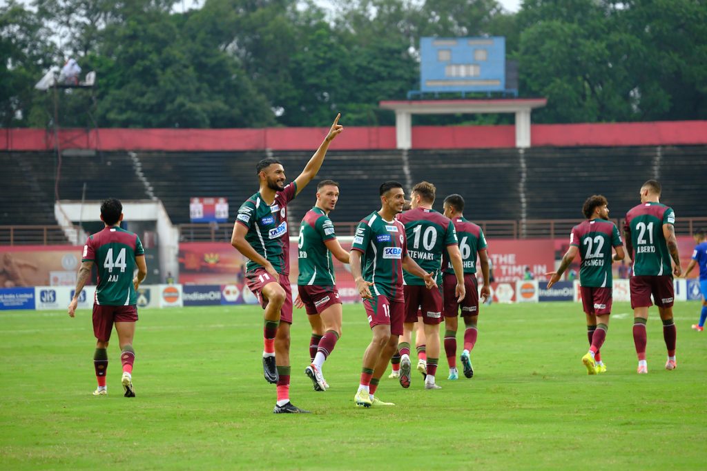 Manvir Singh of Mohun Bagan after scoring goal against Punjab FC in Durand Cup 2024 Quarter Final