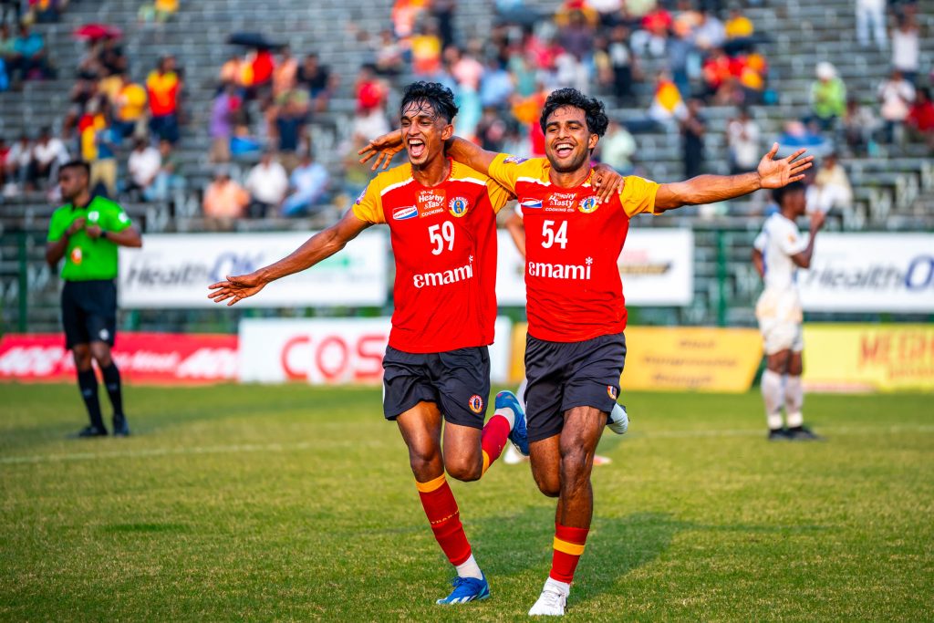Adil Amal after scoring against Calcutta CUstoms in CFL 2024