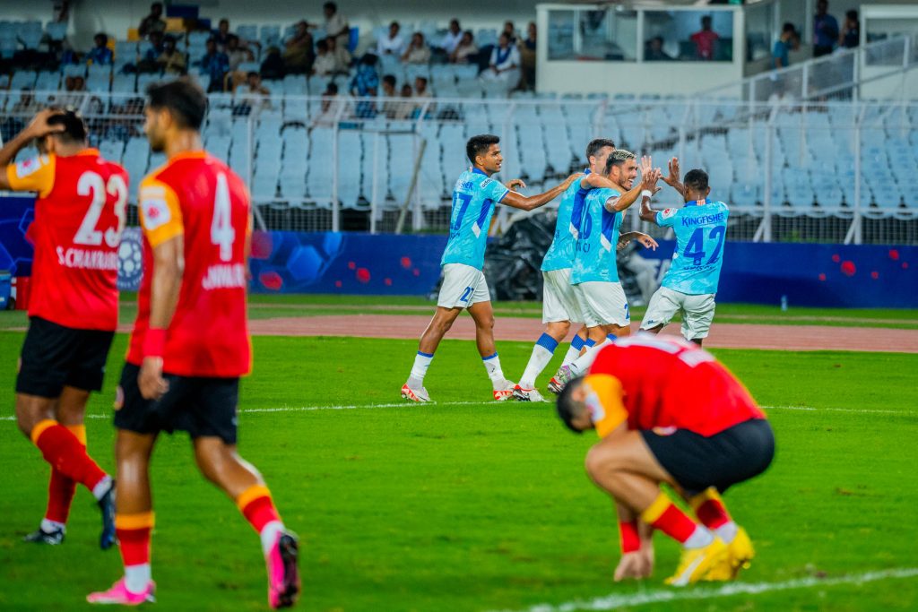 Borja Herrera of FC Goa celebrating 2nd goal scoring against East Bengal FC in ISL 2024-25