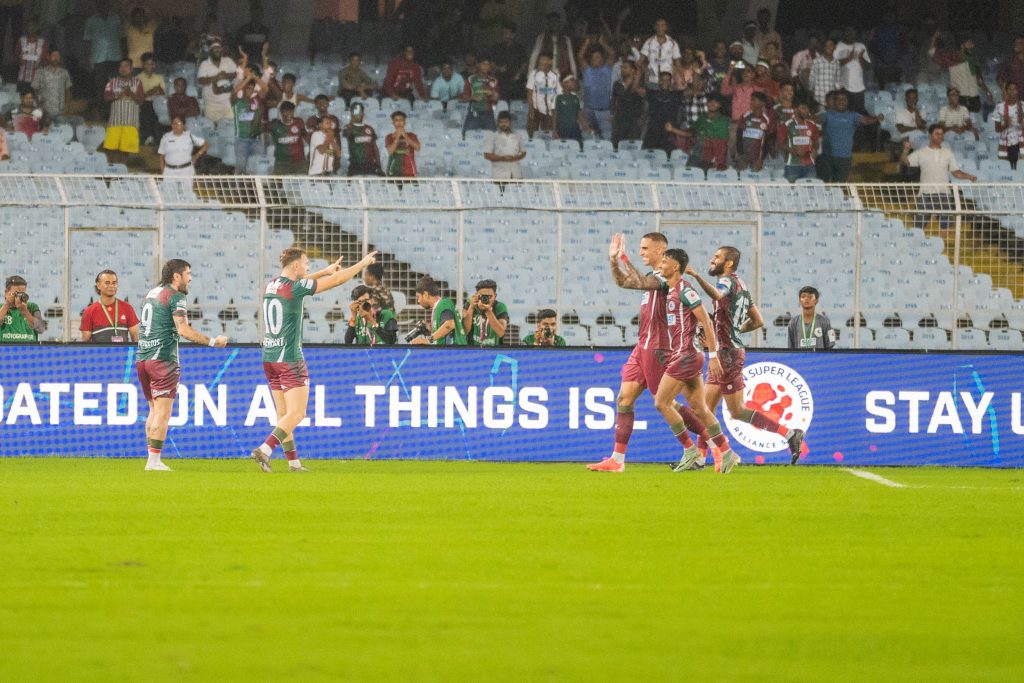 Mohun Bagan SG celebrating 2nd goal of the match against Mumbai City FC in ISL 2024-25