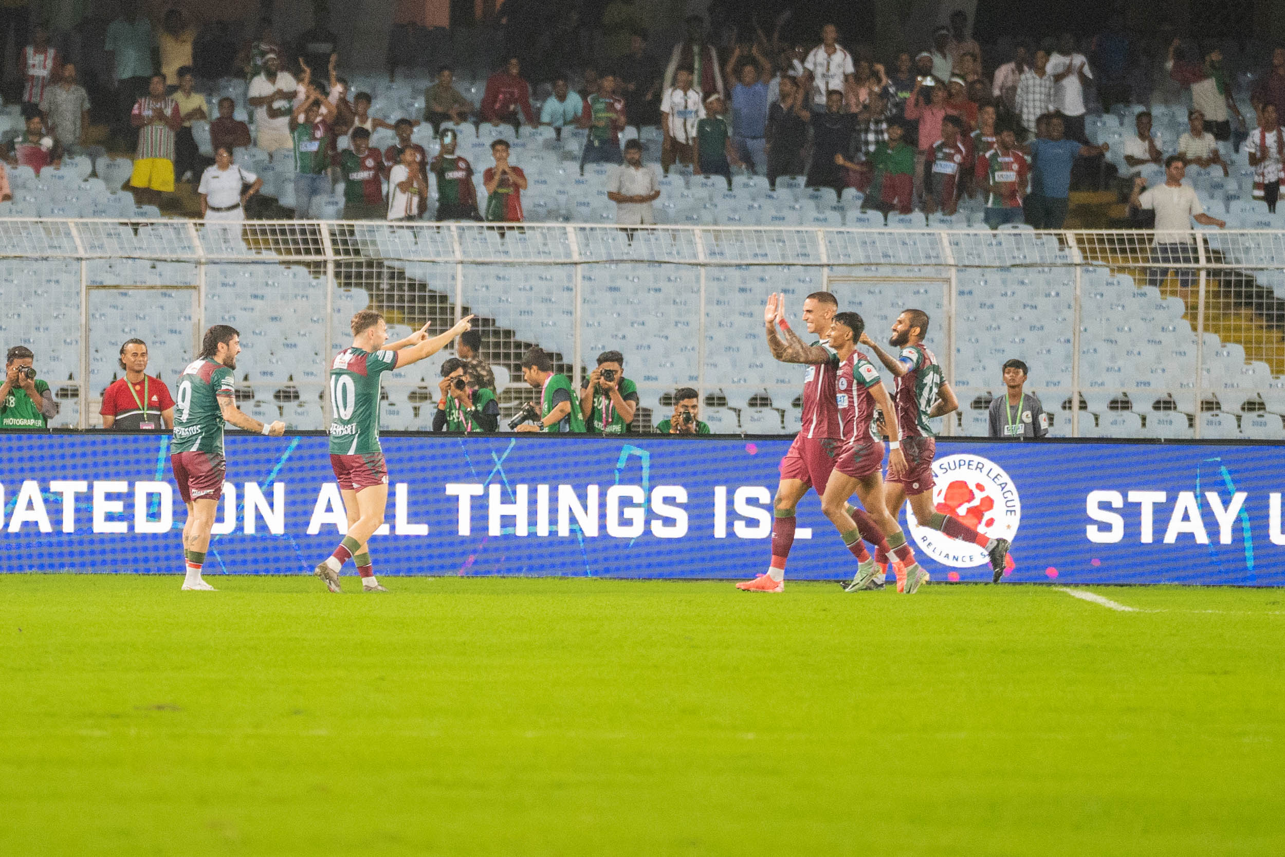 Mohun Bagan SG celebrating 2nd goal of the match against Mumbai City FC in ISL 2024-25