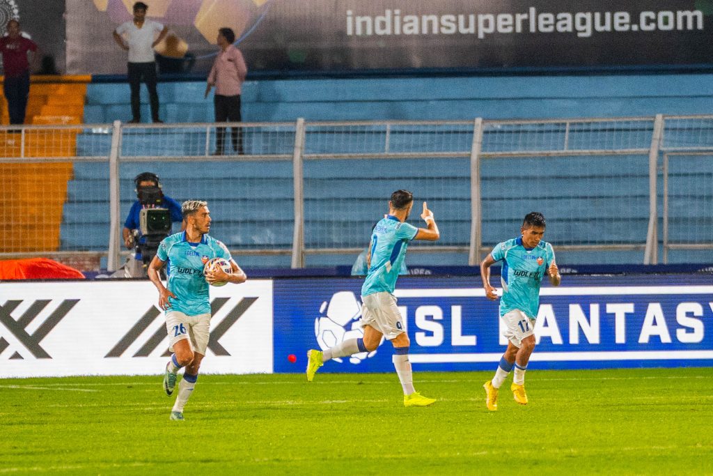 Sadiku of FC Goa after scoring against Mohammedan SC in ISL 2024-25