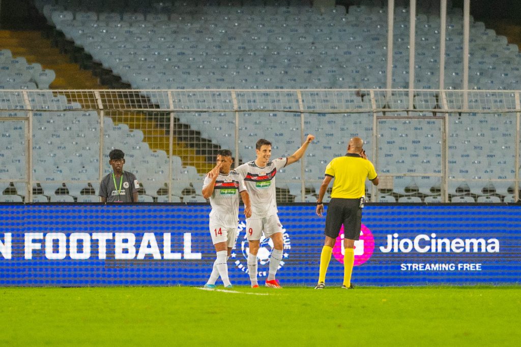 NorthEast United FC after scoring their 2nd goal against Mohun Bagan in ISL 2024-25