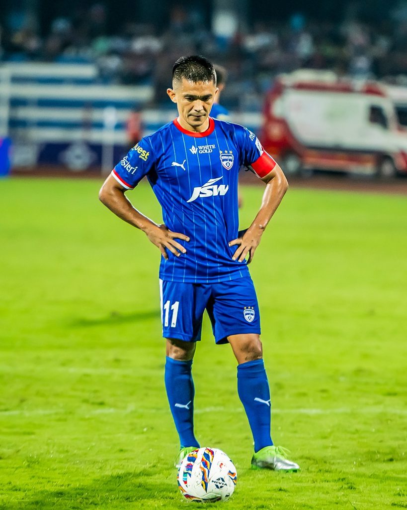 Sunil Chhetri before taking penalty against Mohun Bagan SG in ISL 2024-25