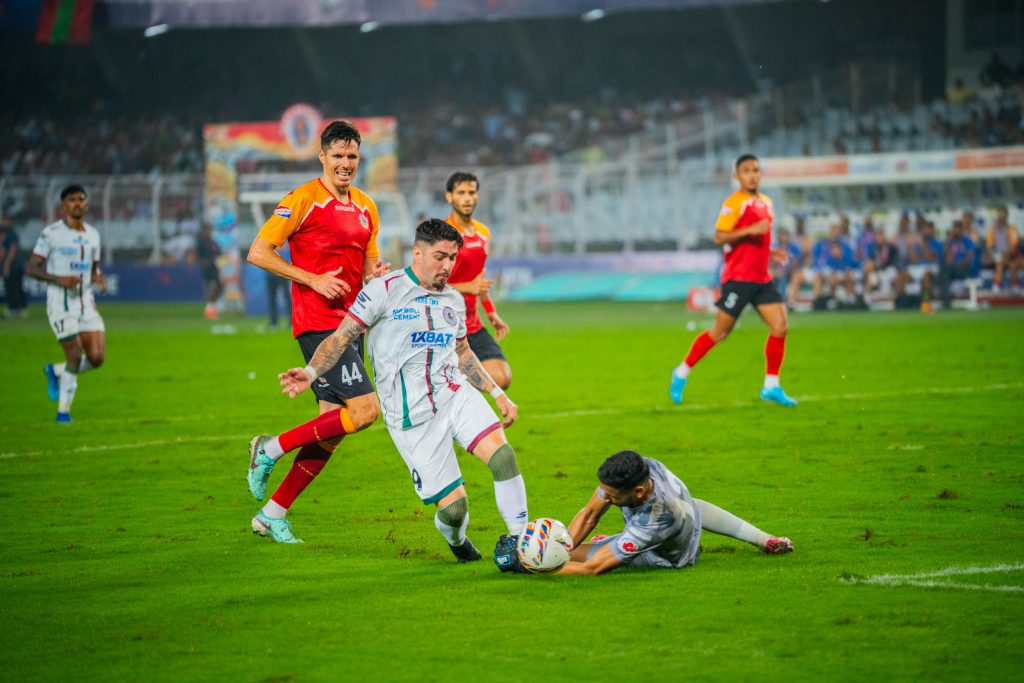 Petratos of Mohun Bagan SG fouled by Gill of East Bengal in ISL 2024-25