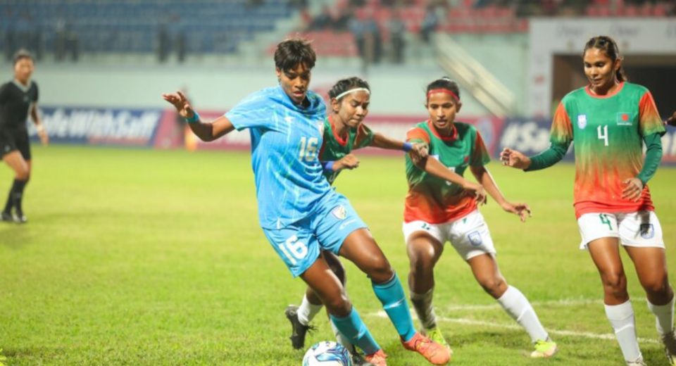 India falls to Bangladesh 1-3 in SAFF Women’s Championship 2024, finishing Group A as runners-up. Bangladesh advances to semi-finals as group leaders.