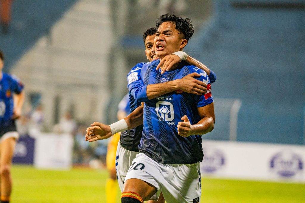 Edmund of Inter Kashi after scoring against SC Bengaluru
