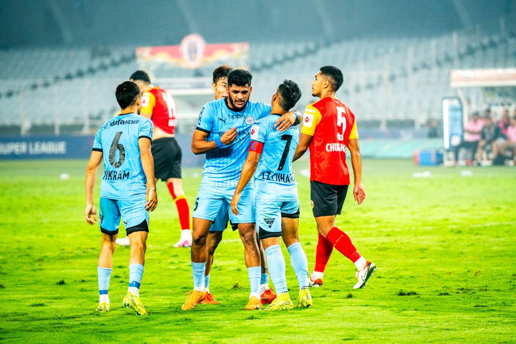 Chhangte of Mumbai City FC celebrating after scoring against East Bengal