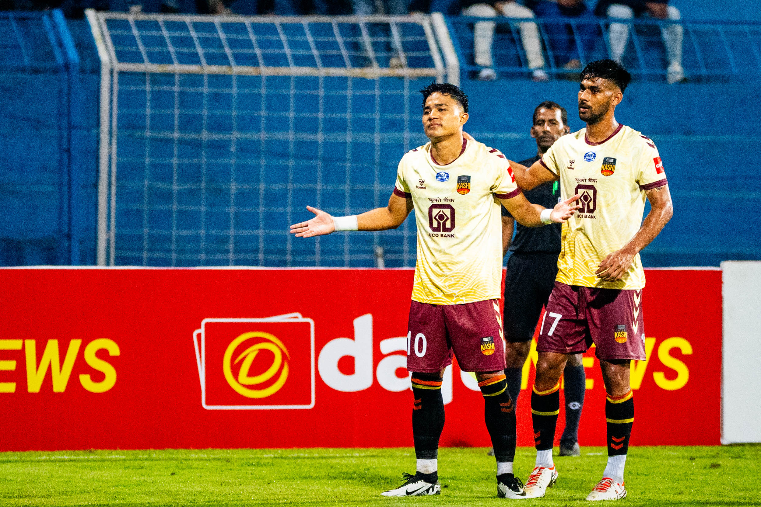 Edmund Lalrindika of Inter Kashi celebrating after scoring the decisive goal against Aizawl FC in I League 2024-25
