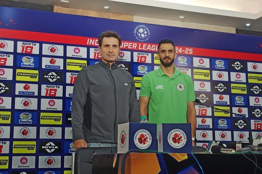 Mohun Bagan SG Coach and Goalkeeper at press conference before the match against Mohammedan SC