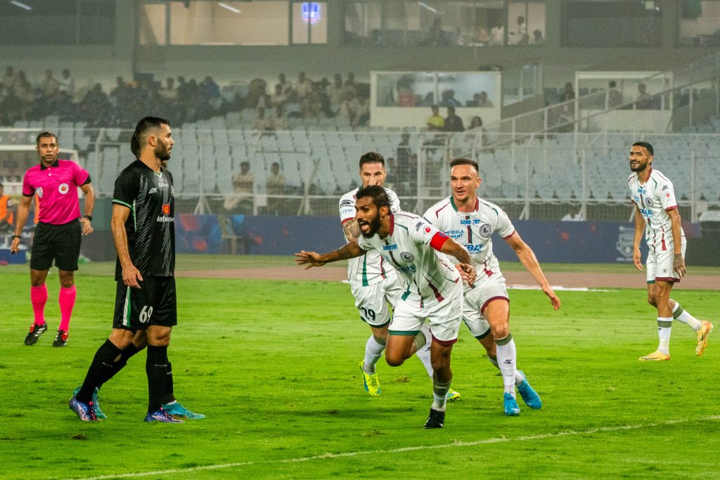 Subhasish Bose celebrating after scoring 1st goal against Mohammedan SC