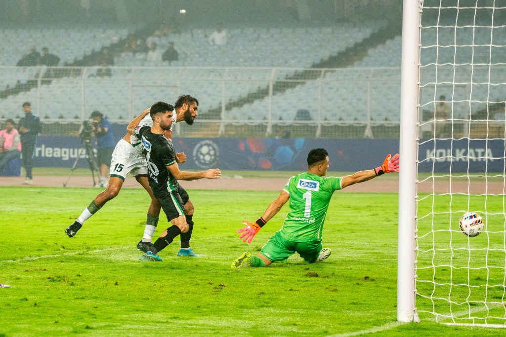 Subhasish scoring the third goal for Mohun Bagan SG