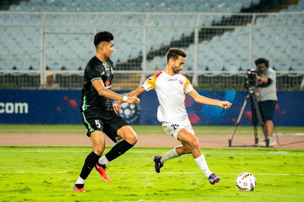 Naorem Mahesh of East Bengal FC taking goal scoring shot against Mohammedan SC