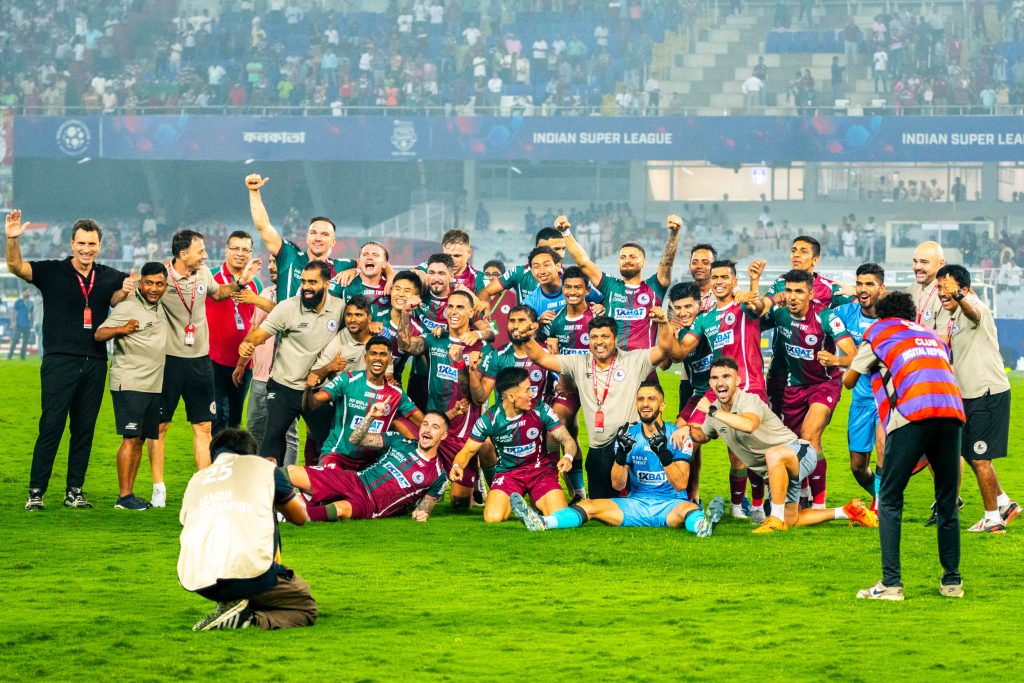 Mohun Bagan SG team celebrating after securing ISl 2024-25 shield