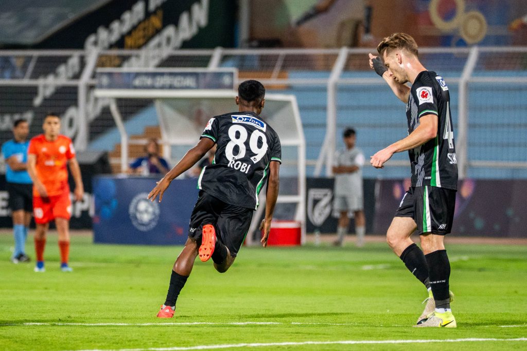 Rabi Hansda after scoring against Punjab FC