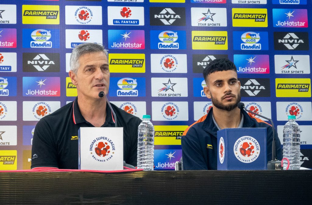 Punjab FC coach and player at pre match press conference