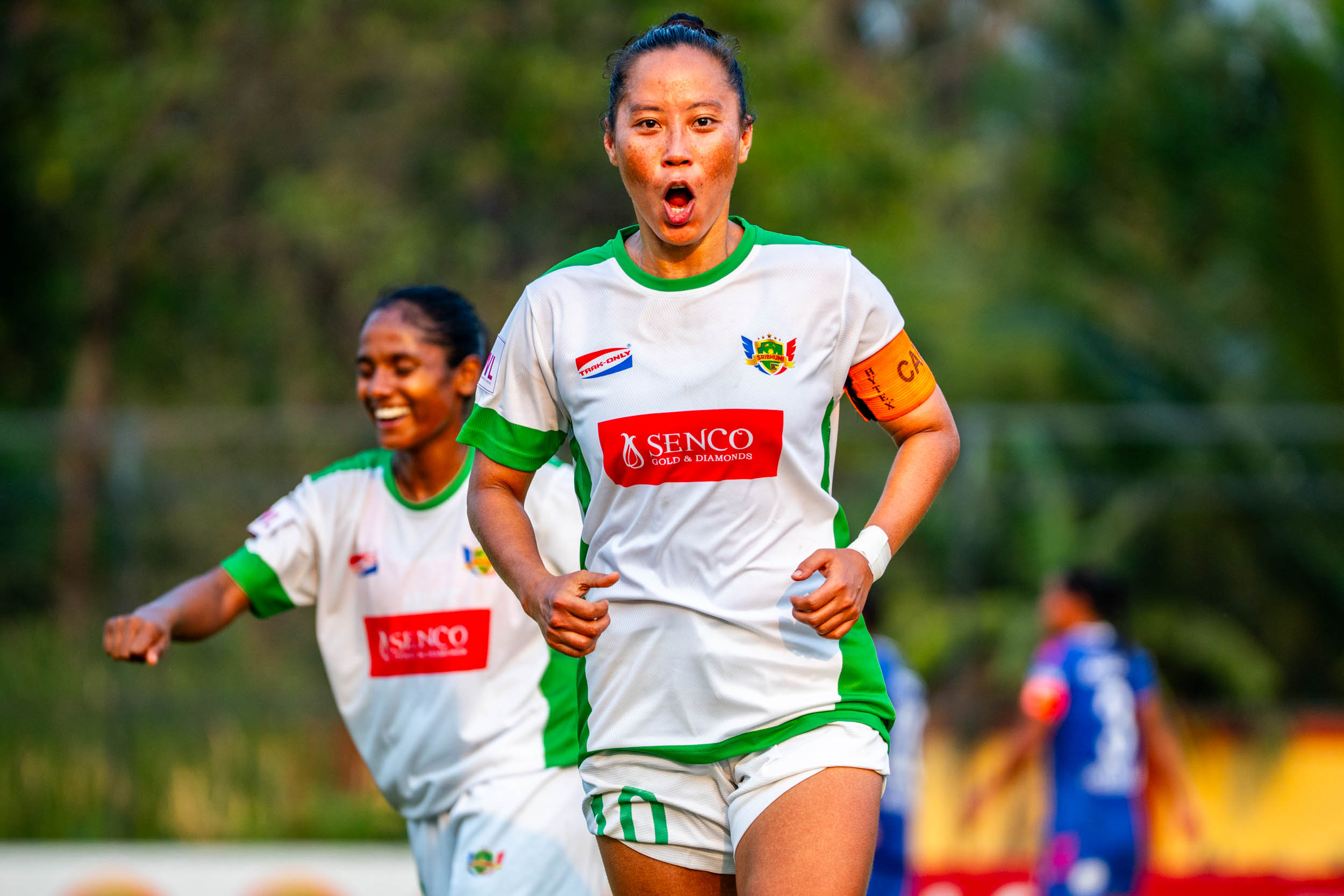 Bala Devi of Sribhumi FC after scoring hat-trick against Sethu FC