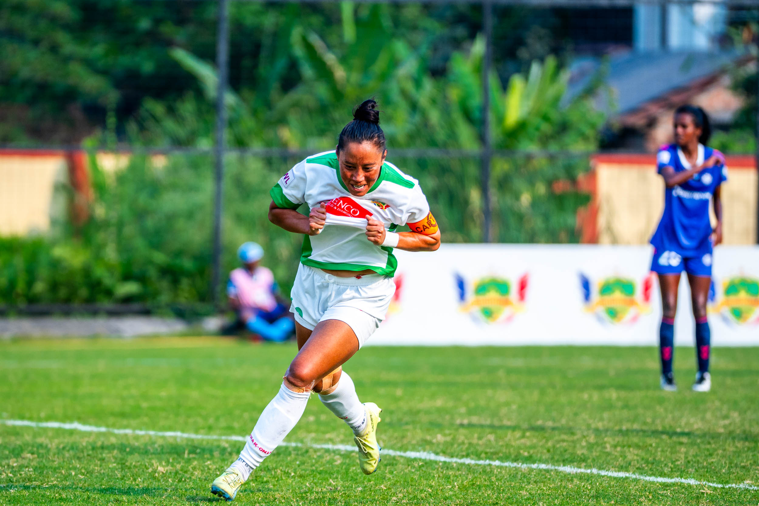 Bala Devi of Sribhumi FC after scoring the 1st goal against Hops FC in