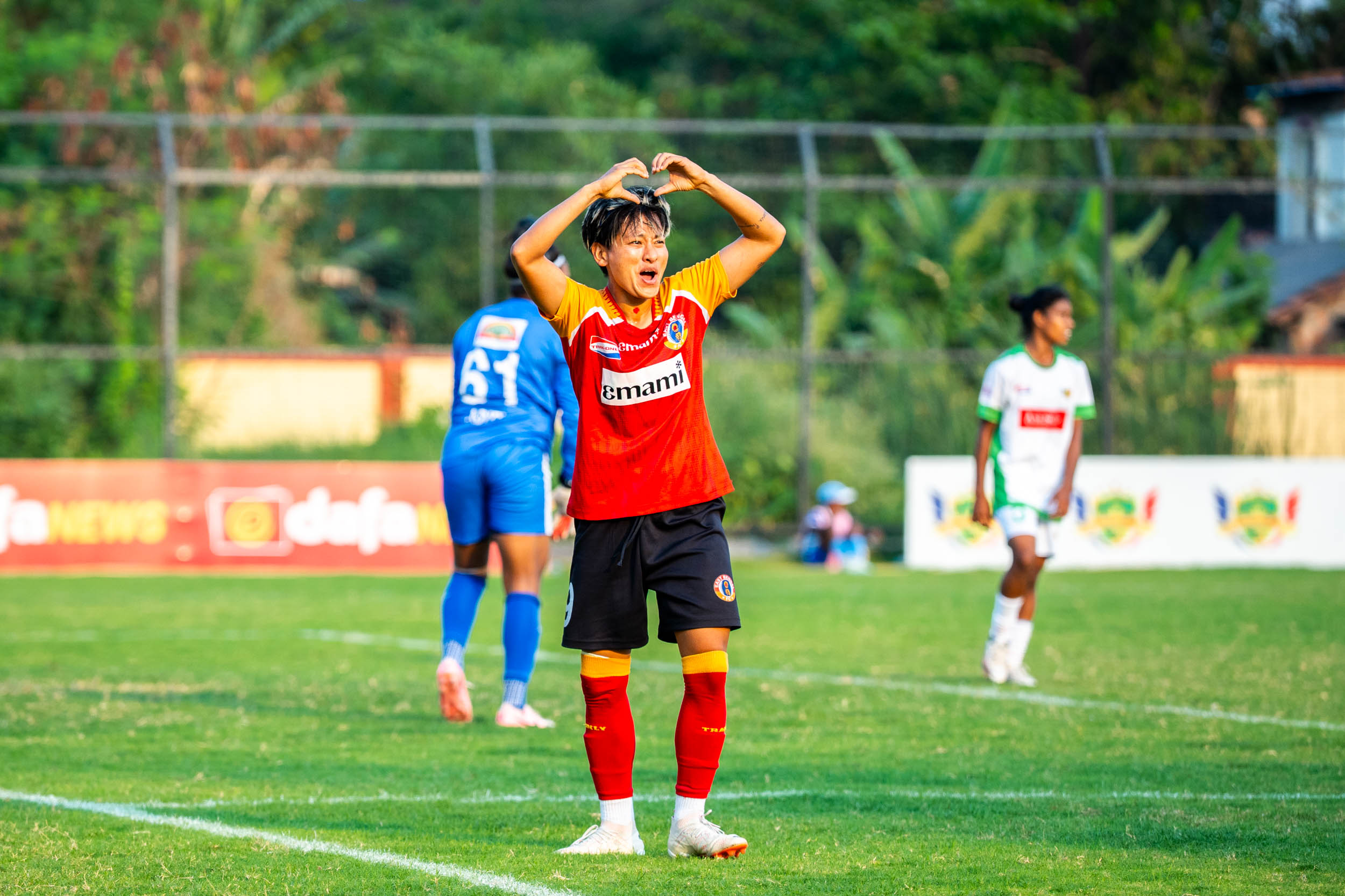 Anju Tamang of East Bengal FC after scoring against Sribhumi FC