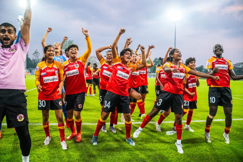 East Bengal Women team celebrating their IWl 2024-25 championship