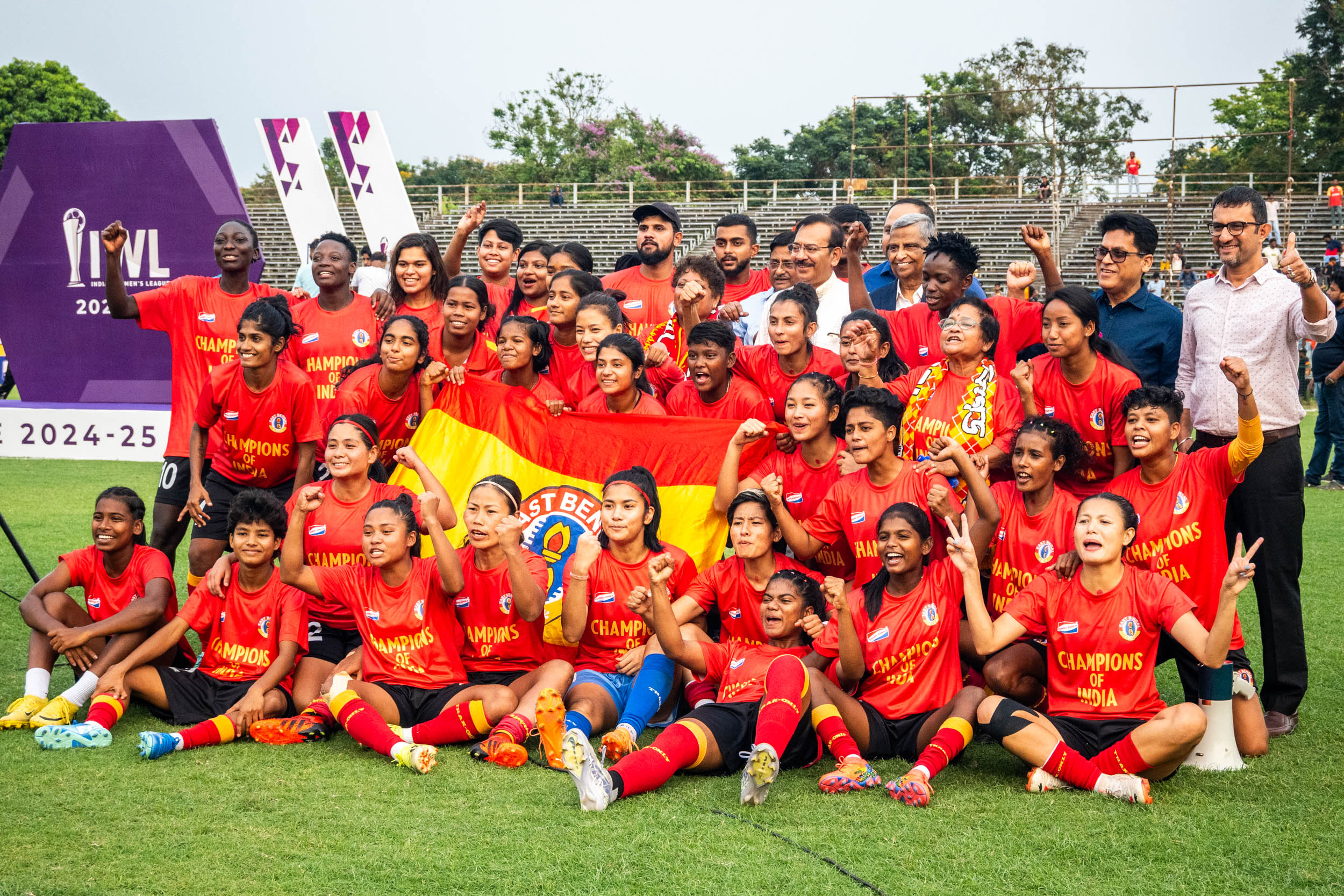 East Bengal Women's team with IWl 2025 trophy