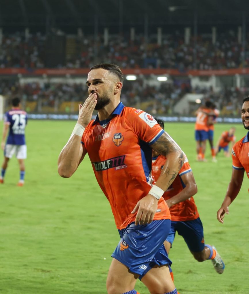 Sadiku after scoring against Bengaluru FC