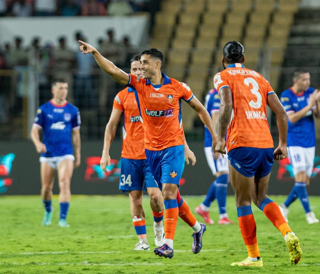 Borja Herrera of FC Goa after scoring against Bengaluru FC