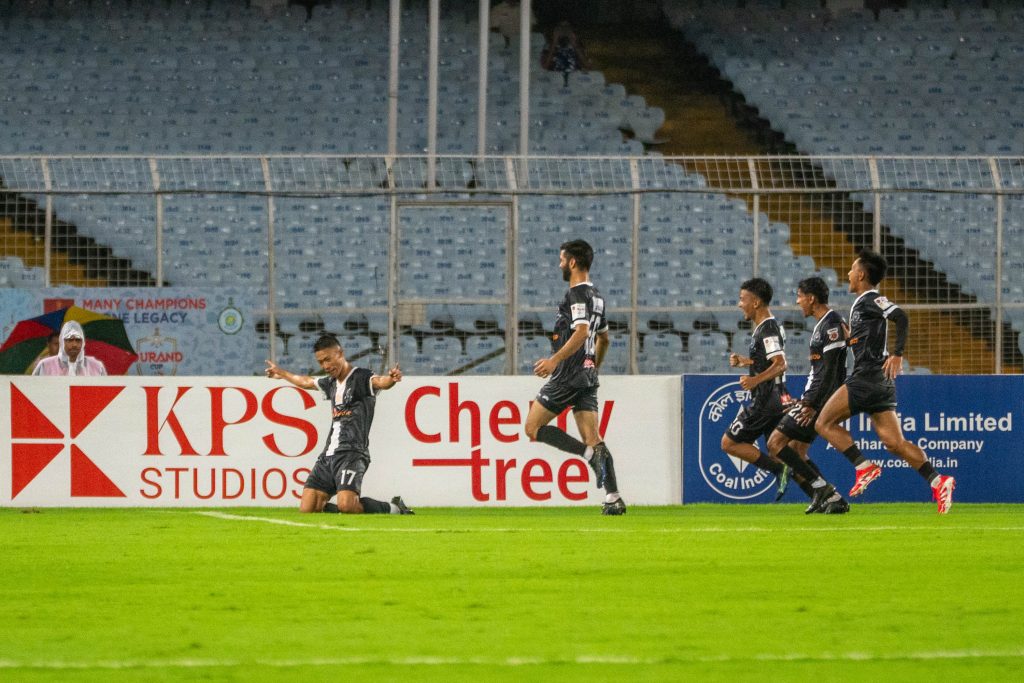 Adison of Mohammedan SC after scoring against Diamond Harbour FC