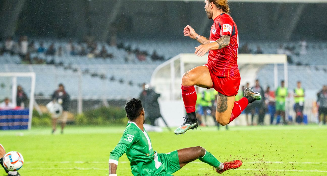 Luca Majcen of Diamond Harbour FC scored last minute goal against Mohammedan SC in Durand Cup 2025