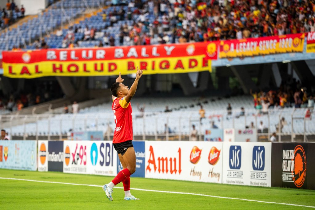 Nunga of East Bengal FC after scoring against South United FC