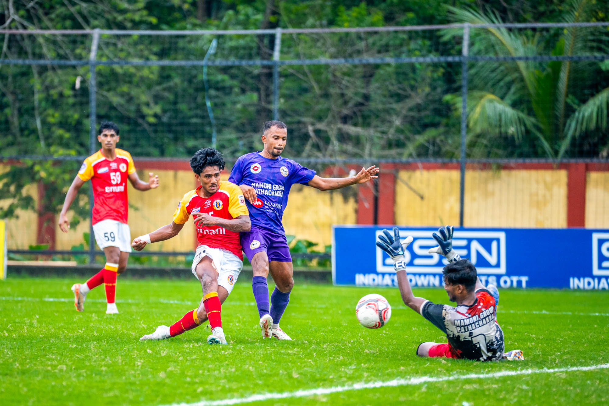 Arnab Das goalkeeper of Patha Chakra made a crucial save