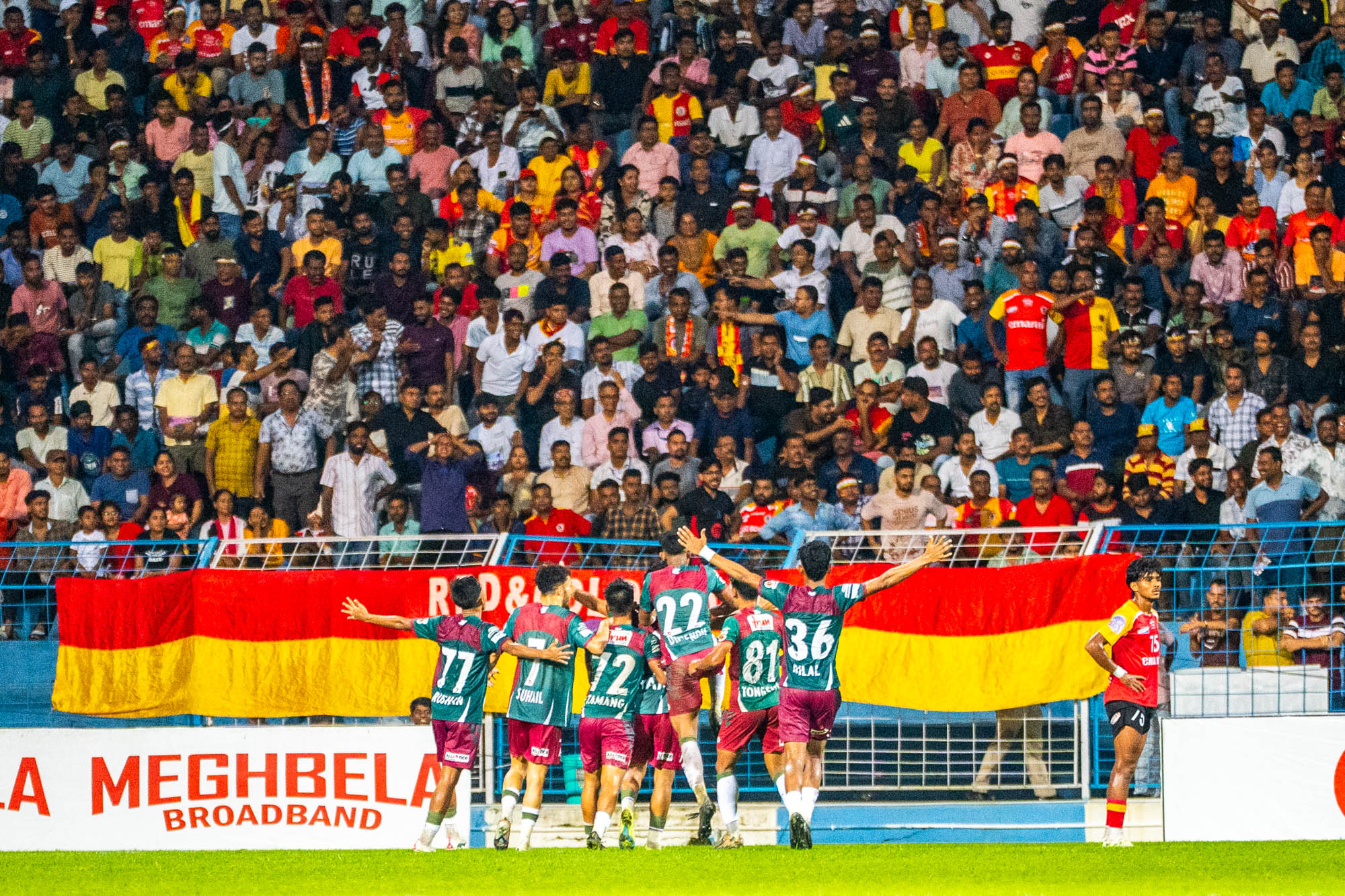 Mohun Bagan SG players celebrating after scoring the 2nd goal