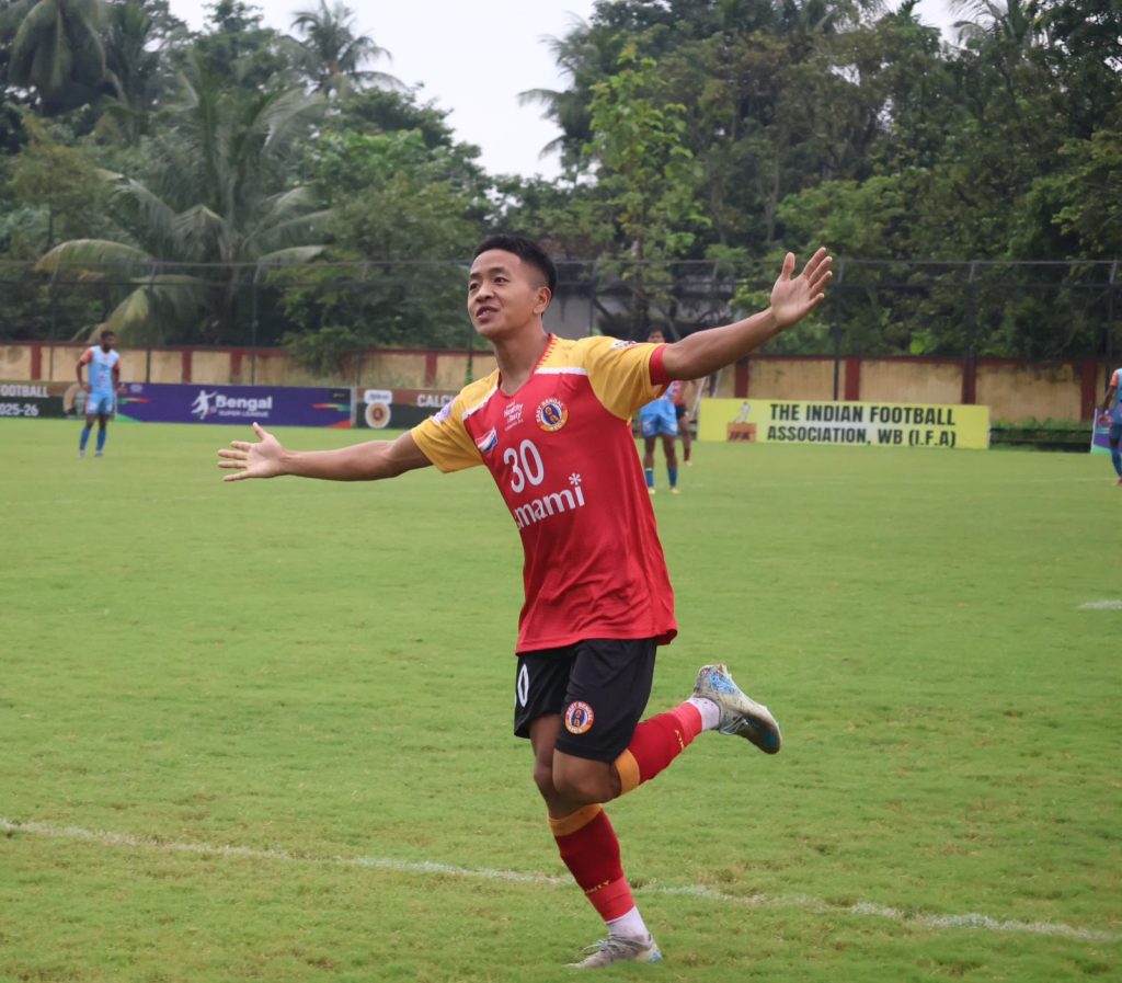 Guite after scoring against BSS Sporting in CFL 2025