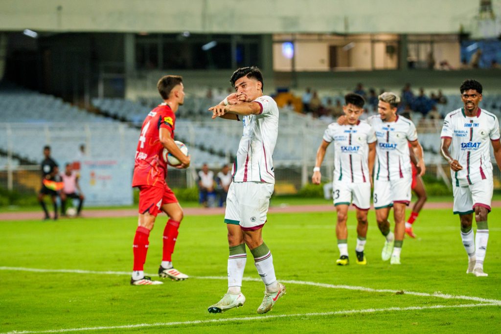 Thapa of Mohun Bagan SG celebrating his goal