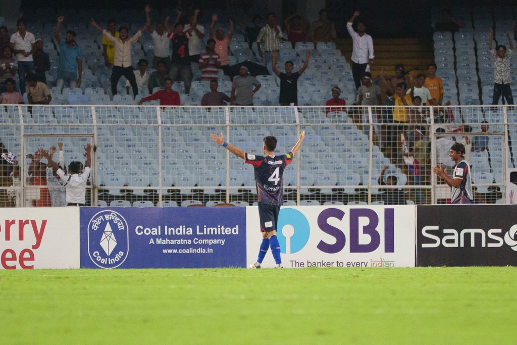 Mikel of Diamond Harbour FC after scoring against East Bengal FC